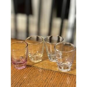 4 Mixed Color Shot Glasses MCM Barware